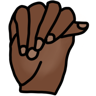 a brown hand showing the Steinberg sign, which is a thumb poking out the other end of a closed fist.